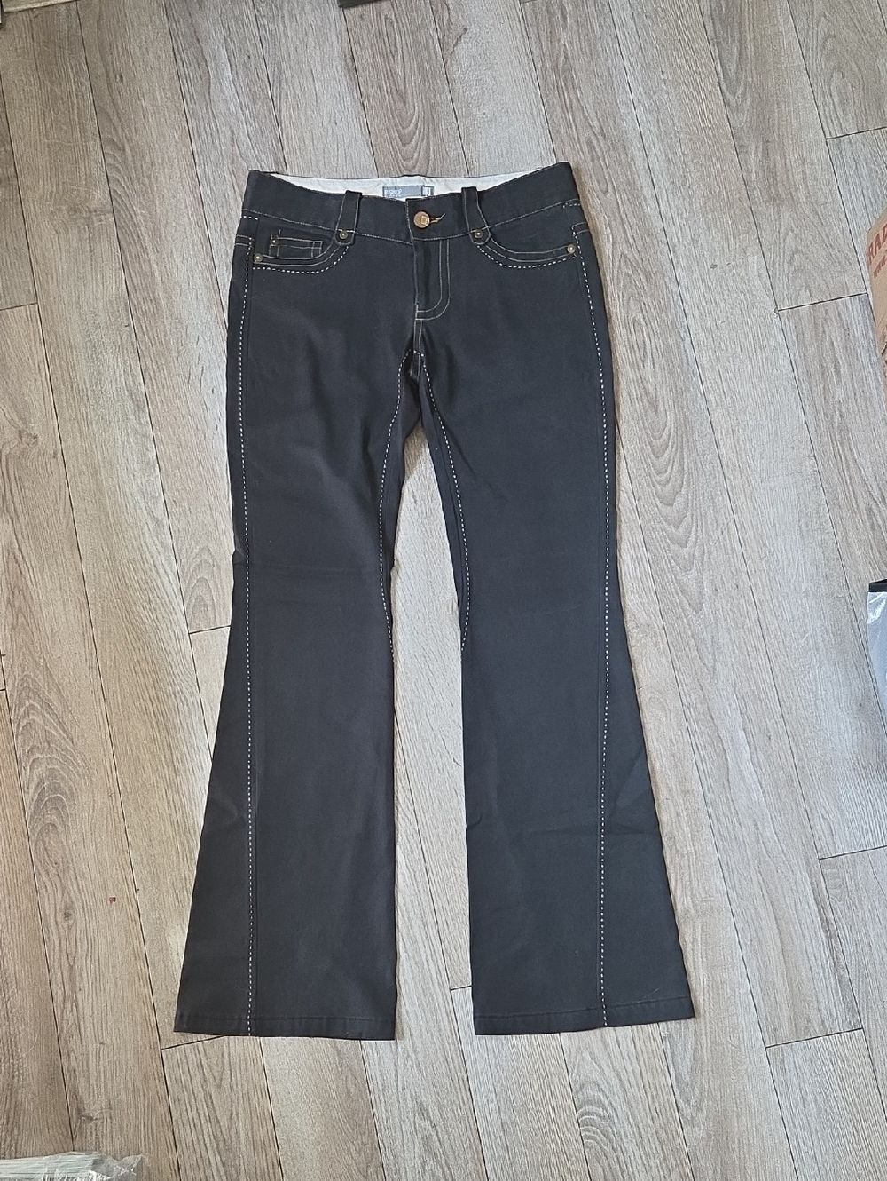 Bishop Of Seventh Women’s Black Flare Pants with Contrast Stitching 29